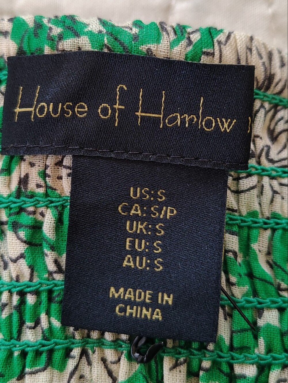 House of Harlow 1960 Green Floral Smocked Crop Top & Tiered Skirt 2-Piece Set S - Picture 7 of 9